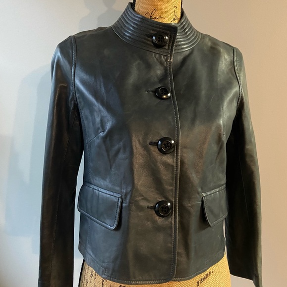 J. Crew Jackets & Blazers - J Crew Sz S Steel Grey Leather Jacket